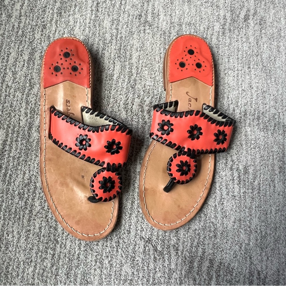 Jack Rogers burnt orange red leather classic sandals